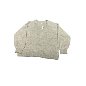 Gap Stretch V Neck Sweater Women's XXL Marled Gray Wide Cuff Cotton NWT